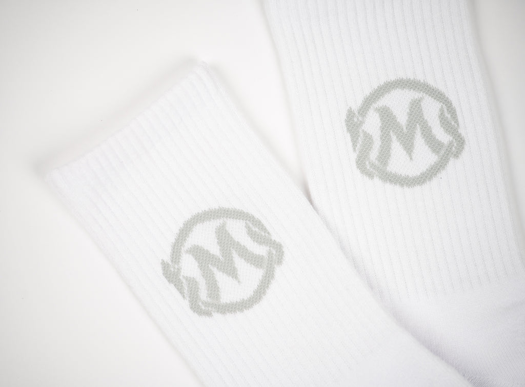 Stone Grey Logo Crew Socks
